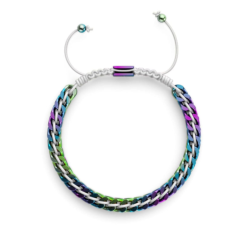 Blanc x Argent Licorne | Bracelet chaîne de blé Gaia