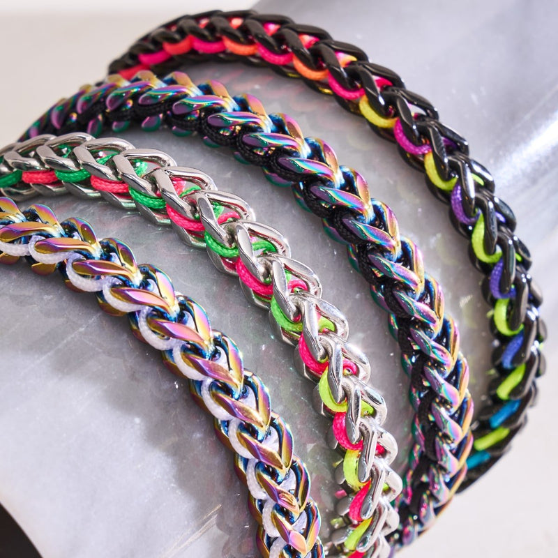 Blanc x Argent Licorne | Bracelet chaîne de blé Gaia