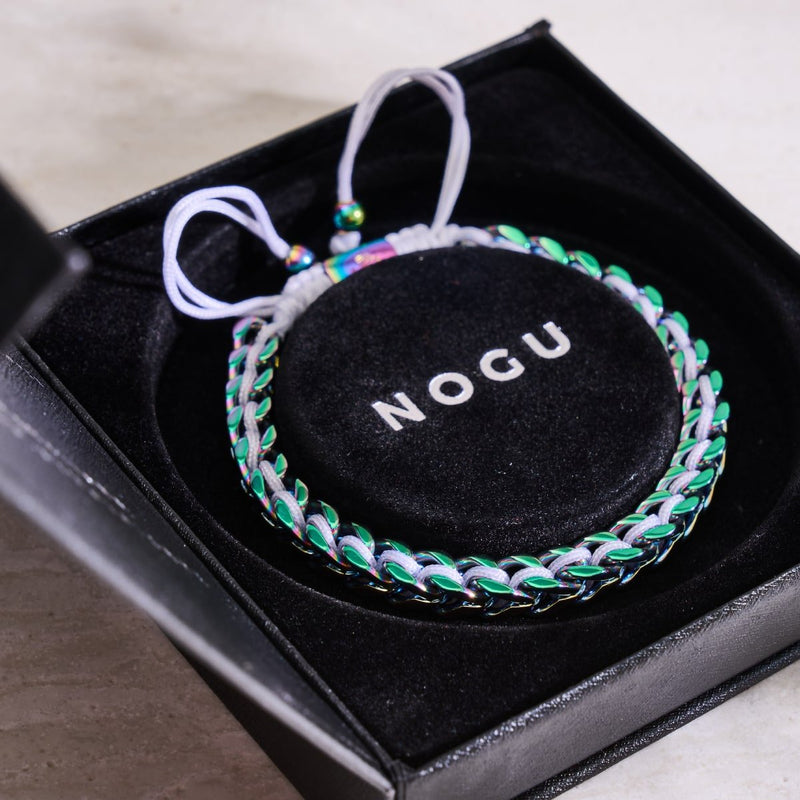 Blanc x Argent Licorne | Bracelet chaîne de blé Gaia