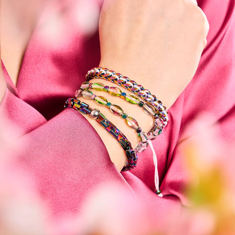 Blanc x Argent Licorne | Bracelet chaîne de blé Gaia