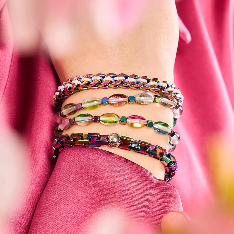 Blanc x Argent Licorne | Bracelet chaîne de blé Gaia