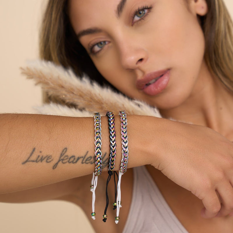 Blanc x Argent Licorne | Bracelet chaîne de blé Gaia