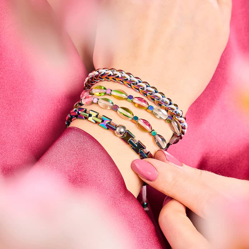 Blanc x Argent Licorne | Bracelet chaîne de blé Gaia