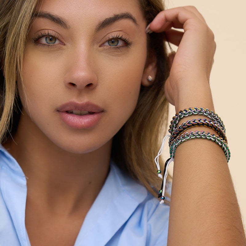 Blanc x Argent Licorne | Bracelet chaîne de blé Gaia