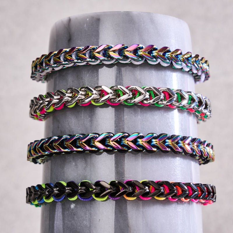 Blanc x Argent Licorne | Bracelet chaîne de blé Gaia