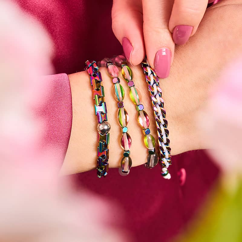 Blanc x Argent Licorne | Bracelet chaîne de blé Gaia