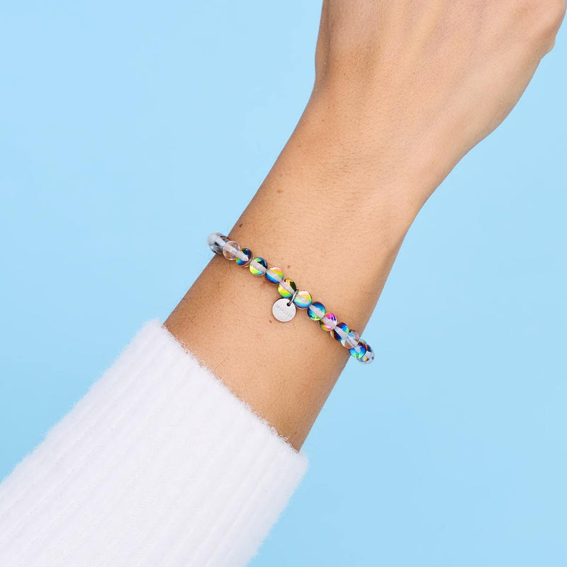 Aurore Burst | Argent | Bracelet de perles de verre galaxie