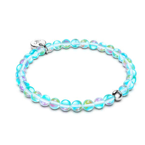 Nébuleuse bleue | Argent sterling .925 | Bracelet de perles de verre galaxie