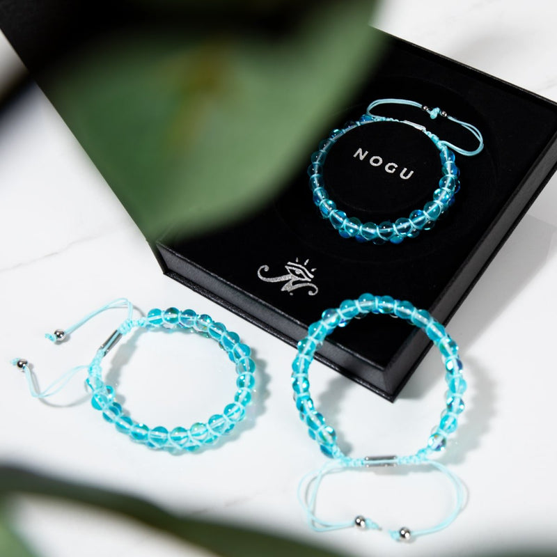 Nébuleuse bleue | Argent | Bracelet Verre Double Galaxie