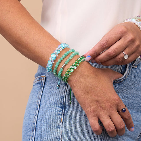 Nébuleuse bleue x Supernova arc-en-ciel | Argent | Bracelet Verre Double Galaxie