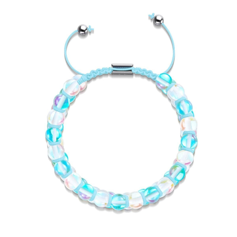 Blue Nebula x Rainbow Supernova | Silver | Double Galaxy Glass Bracelet
