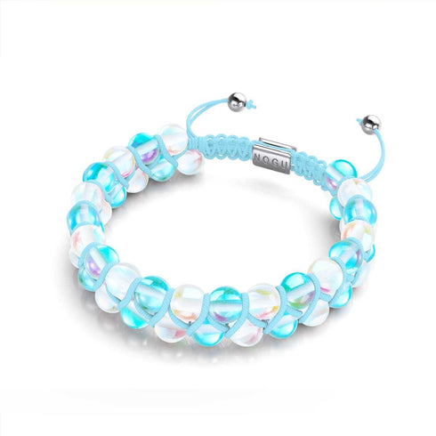 Nébuleuse bleue x Supernova arc-en-ciel | Argent | Bracelet Verre Double Galaxie
