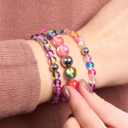 Candy Crush | Silver | Galaxy Glass Bead Bracelet