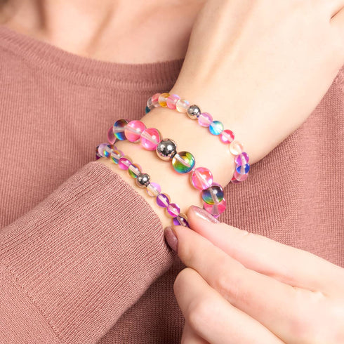Candy Crush | Silver | Galaxy Glass Bead Bracelet