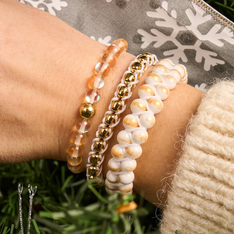 Champagne Supernova | .925 Sterling Gold Vermeil | Galaxy Glass Bead Bracelet