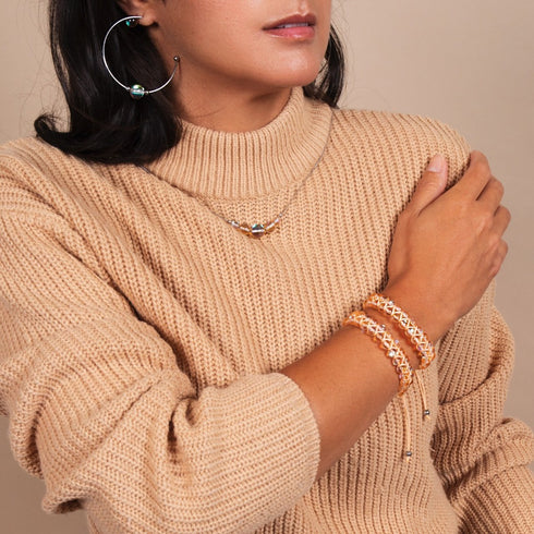 Champagne Supernova | Argent | Bracelet Verre Double Galaxie