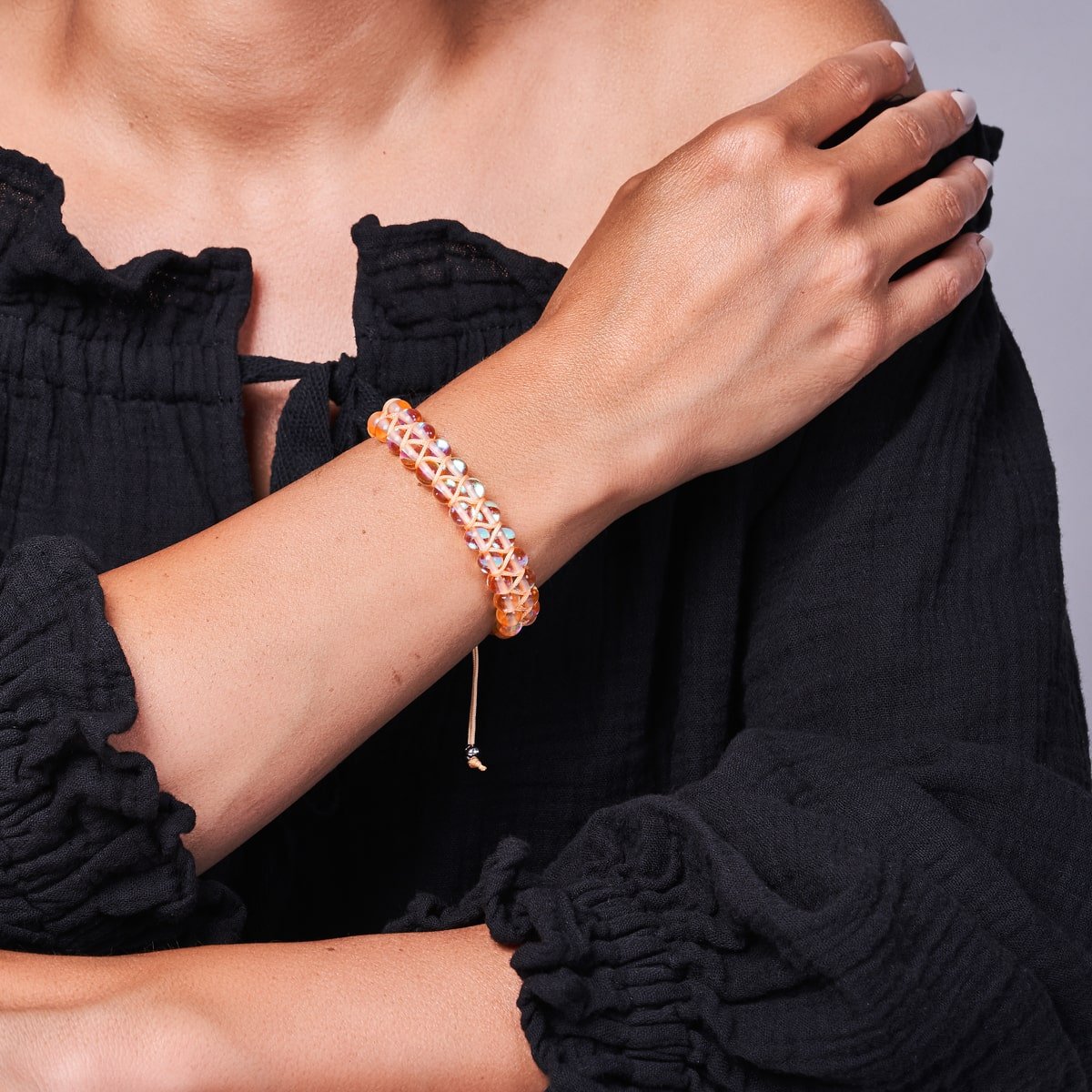 Champagne Supernova | Argent | Bracelet Verre Double Galaxie