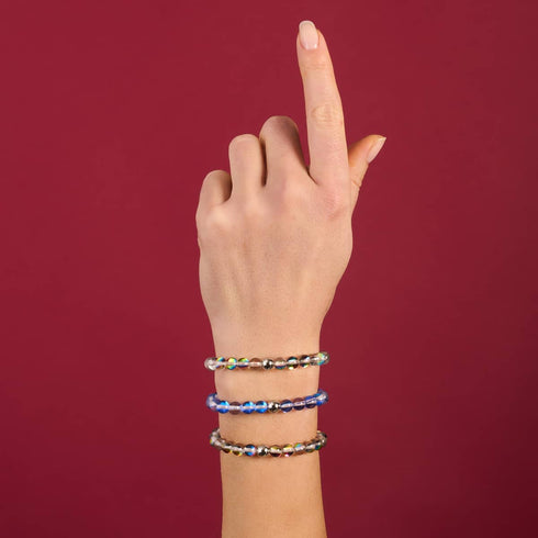 Indigo boréal | Argent | Bracelet de perles de verre galaxie