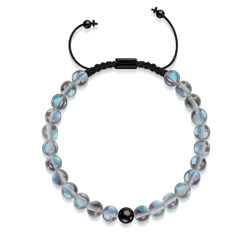 Milky Way | Gunmetal | Galaxy Glass Macrame Bead Bracelet