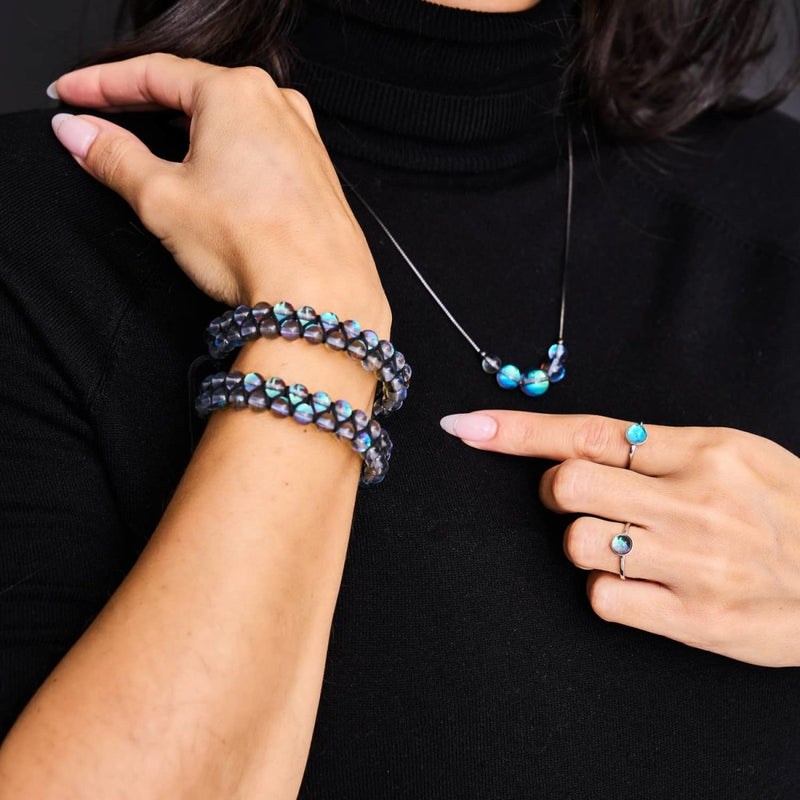 Voie Lactée | Argent | Bracelet Verre Double Galaxie