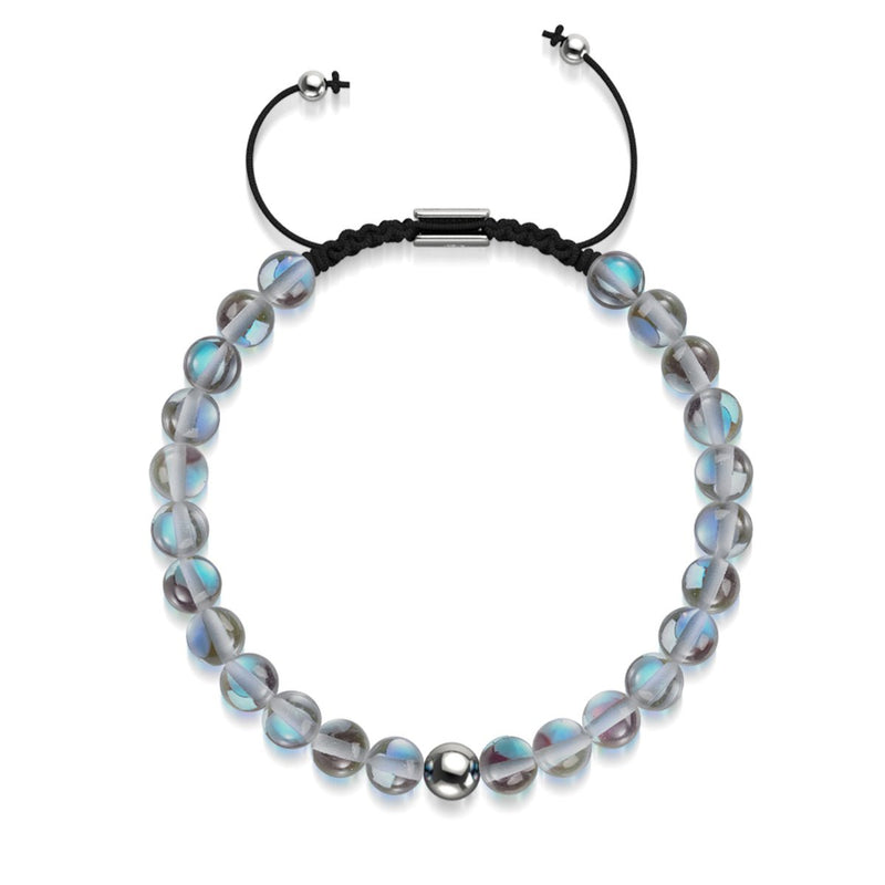 Voie Lactée | Argent | Bracelet de perles en macramé de verre Galaxy