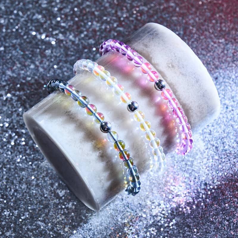 Voie Lactée | Argent | Bracelet de perles en macramé de verre Galaxy