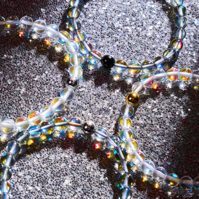 Voie Lactée | Argent | Bracelet de perles en macramé de verre Galaxy