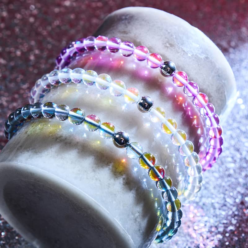 Voie Lactée | Argent | Bracelet de perles en macramé de verre Galaxy