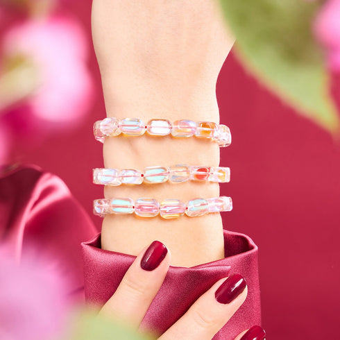 Mini Rainbow Supernova Galaxy Glass Pebble x Red String Bracelet