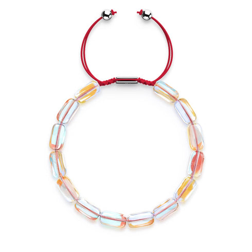 Mini Rainbow Supernova Galaxy Glass Pebble x Red String Bracelet