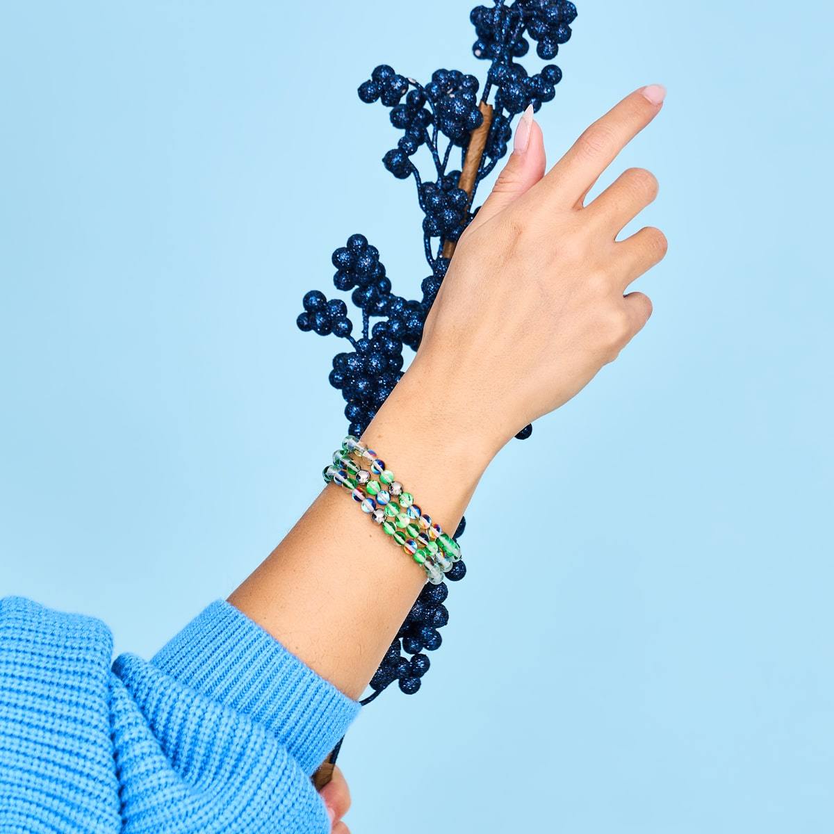 Mistletoe | Silver | Galaxy Glass Bead Bracelet