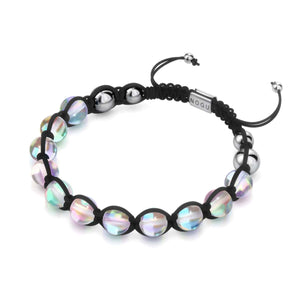 Noir néon | Supernova arc-en-ciel | Argent | Bracelet Charmballa Verre Galaxy