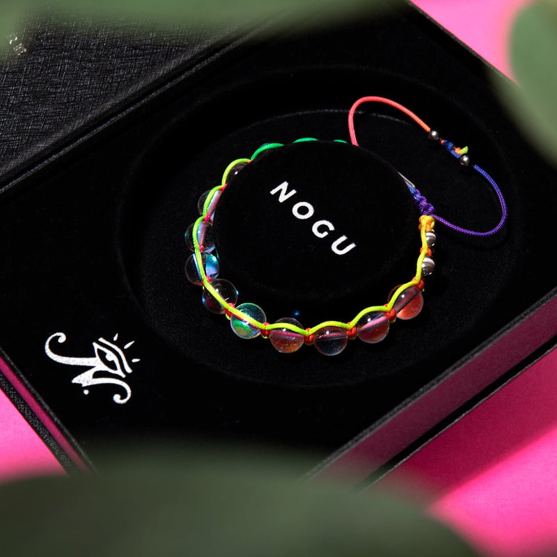 Neon Spectrum | Rainbow Supernova | Silver | Galaxy Glass Charmballa Bracelet