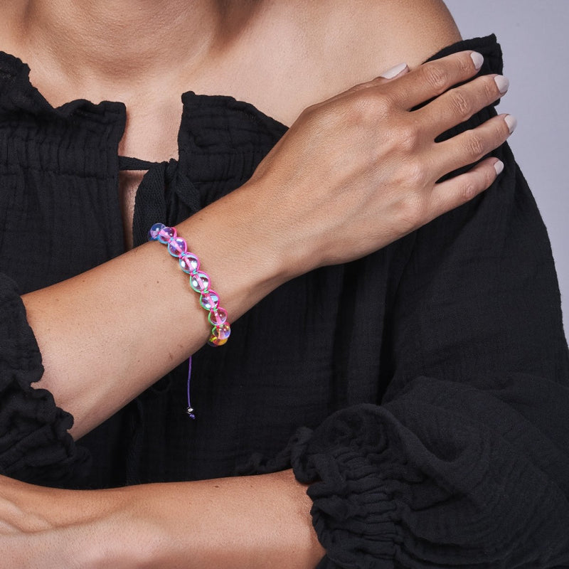 Spectre de néon | Supernova arc-en-ciel | Argent | Bracelet Charmballa Verre Galaxy
