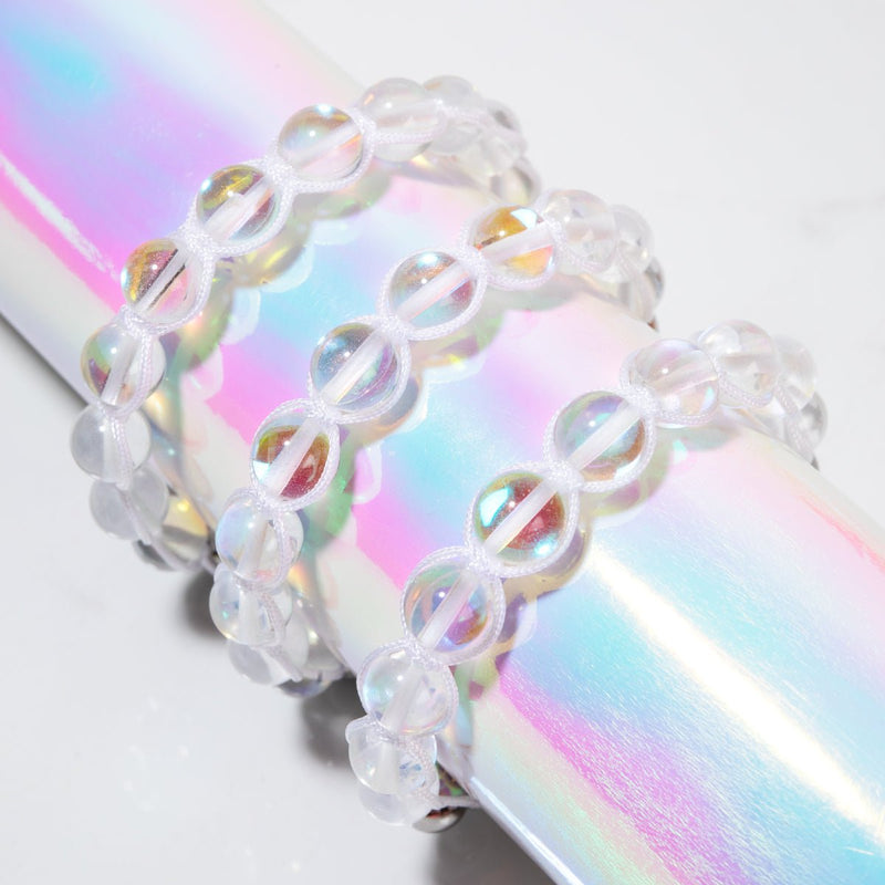 Blanc néon | Supernova arc-en-ciel | Argent | Bracelet Charmballa Verre Galaxy