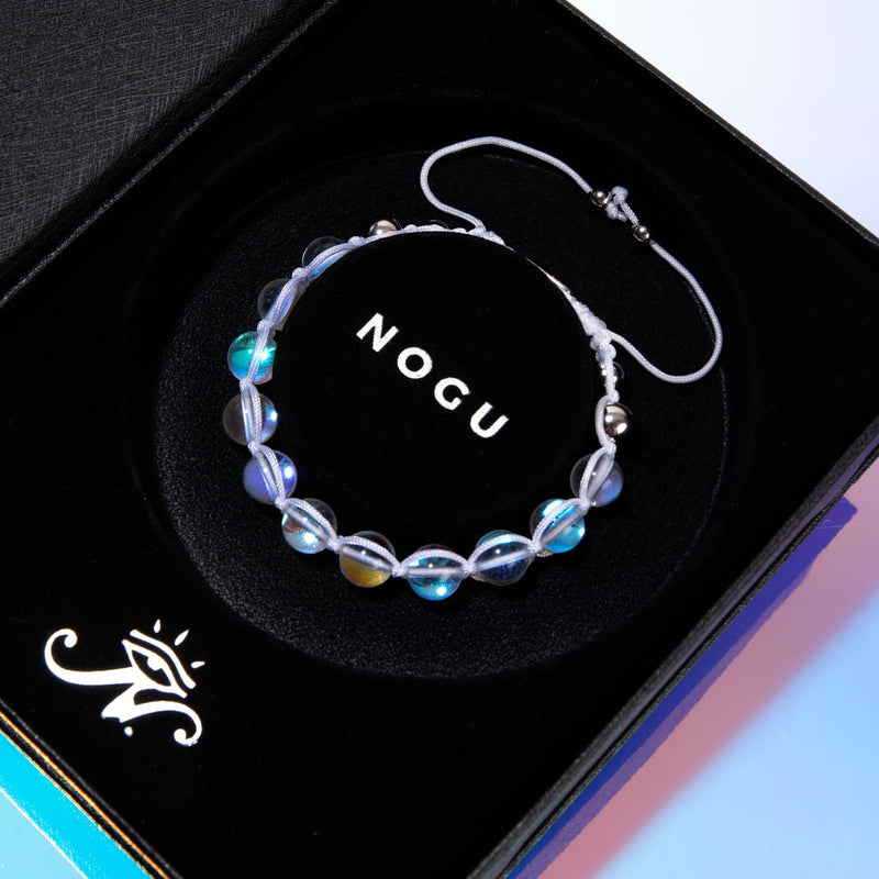 Blanc néon | Supernova arc-en-ciel | Argent | Bracelet Charmballa Verre Galaxy