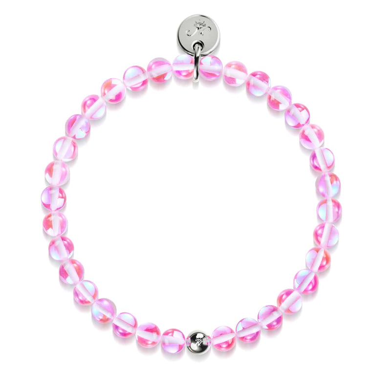 Pink Nebula | .925 Sterling Silver | Galaxy Glass Bead Bracelet