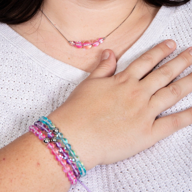 Pink Nebula | .925 Sterling Silver | Galaxy Glass Bead Bracelet