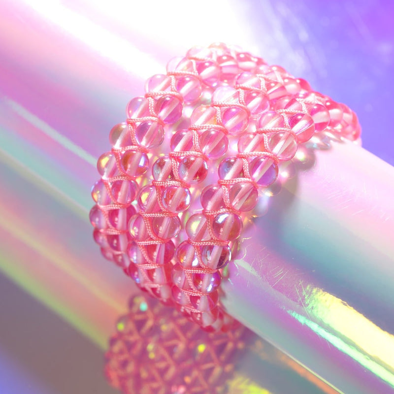 Nébuleuse rose | Argent | Bracelet Verre Double Galaxie