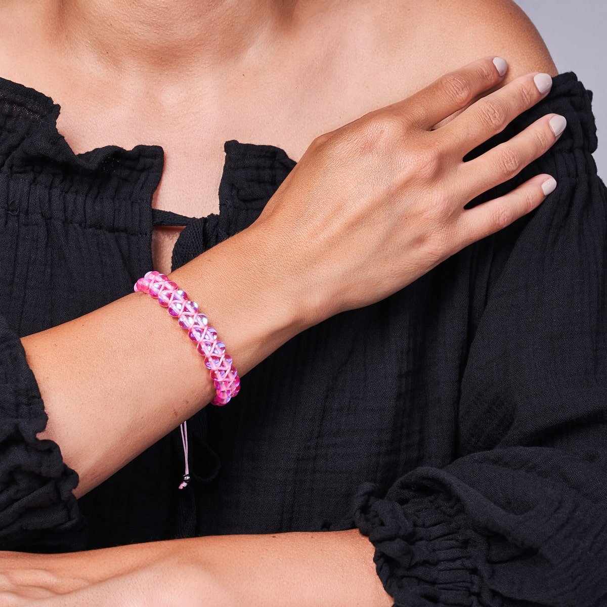 Nébuleuse rose | Argent | Bracelet Verre Double Galaxie