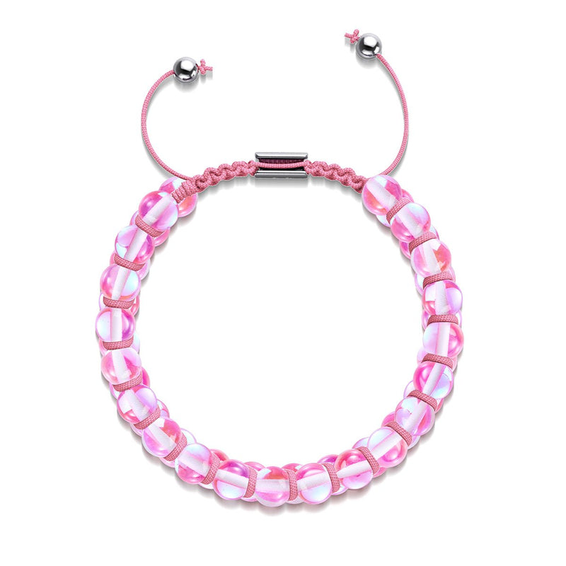 Pink Nebula | Silver | Double Galaxy Glass Bracelet
