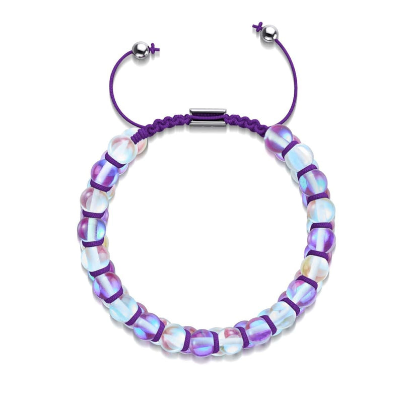 Arc-en-ciel violet | Argent | Bracelet Verre Double Galaxie