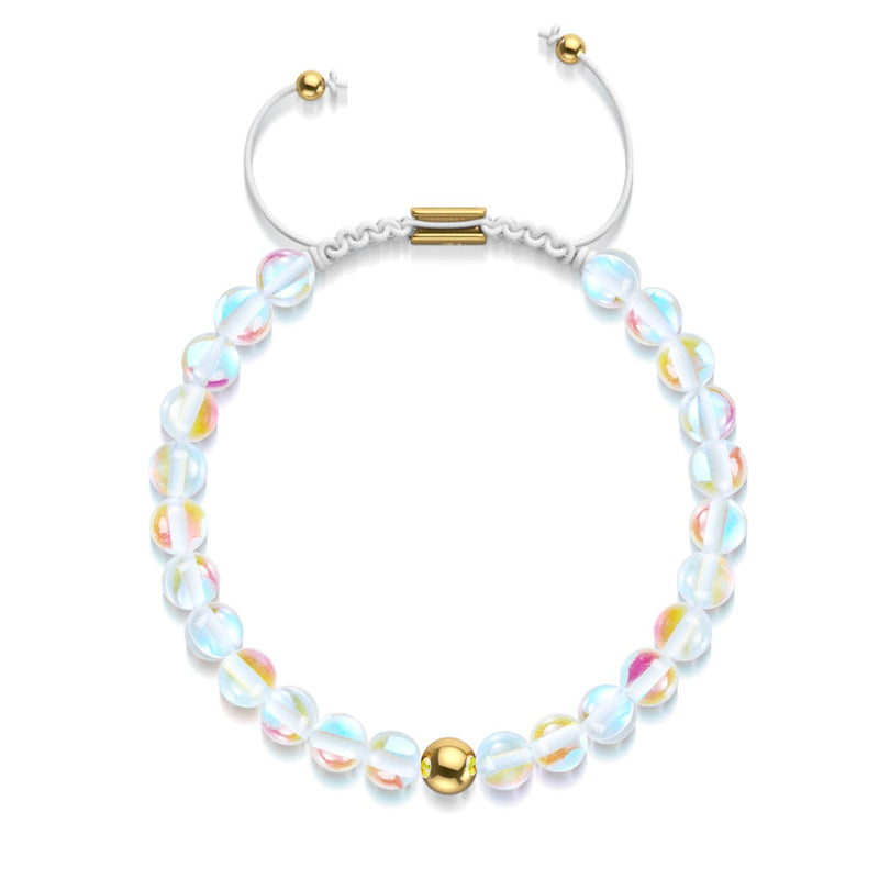 Rainbow Supernova | Gold | Galaxy Glass Macrame Bead Bracelet