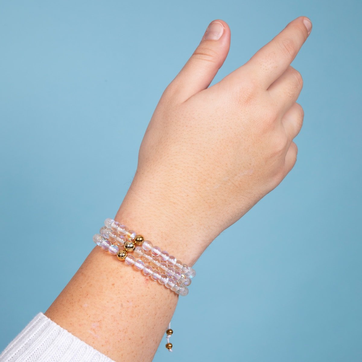 Supernova arc-en-ciel | Or Vermeil | Bracelet de perles de verre galaxie