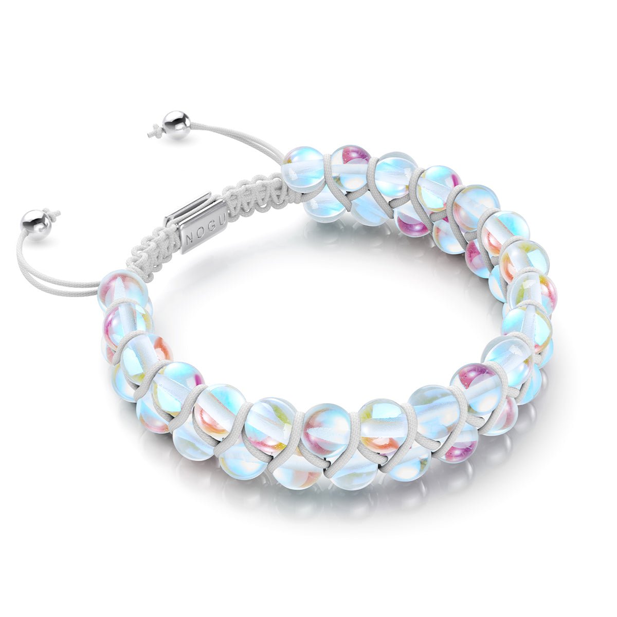 Supernova arc-en-ciel | Argent | Bracelet Verre Double Galaxie