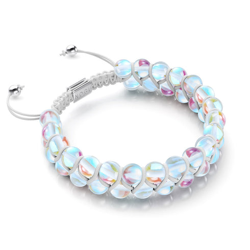 Supernova arc-en-ciel | Argent | Bracelet Verre Double Galaxie