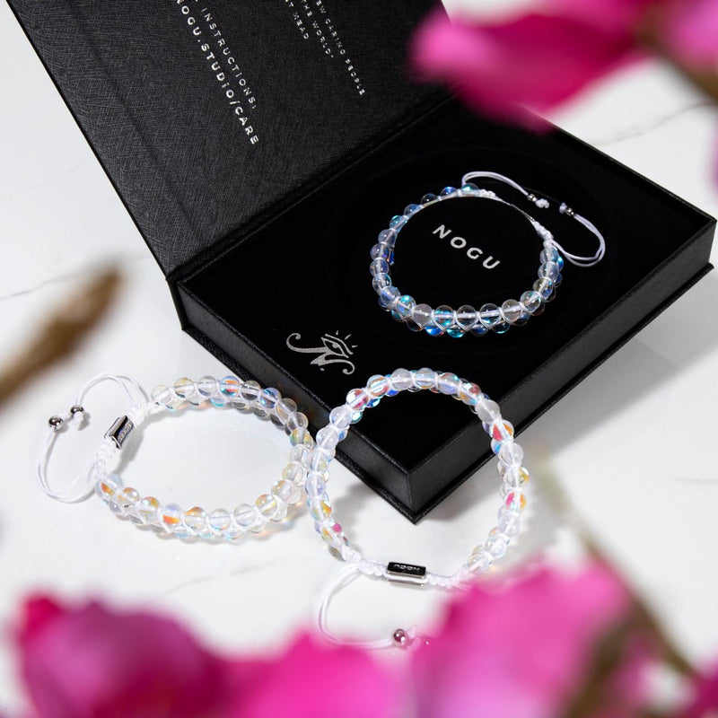 Supernova arc-en-ciel | Argent | Bracelet Verre Double Galaxie