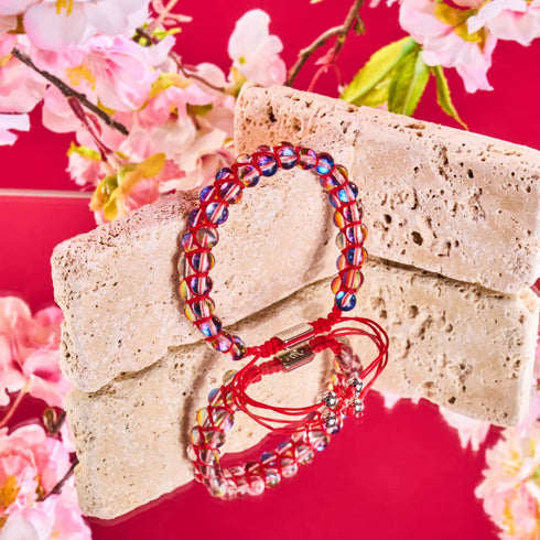 Scarlet Supernova Galaxy Glass x Bracelet vitalité à cordes rouges