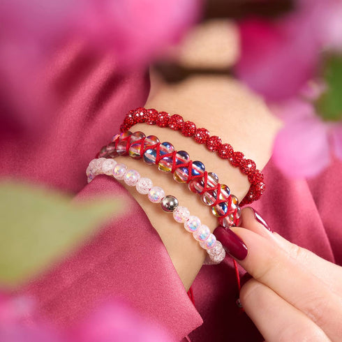 Scarlet Supernova Galaxy Glass x Bracelet vitalité à cordes rouges