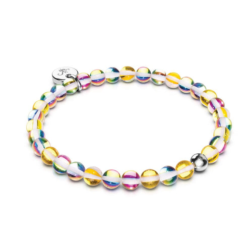 Éruption solaire | Argent | Bracelet de perles de verre galaxie